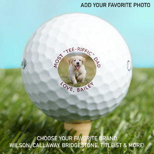 カスタム犬の写真最高のパパEver Red White ゴルフボール