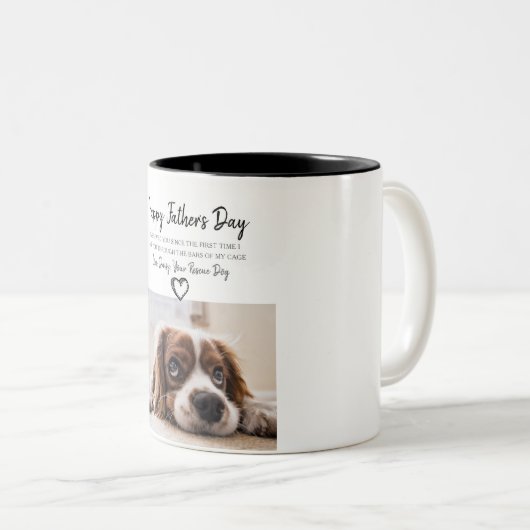 カスタム犬の写真父の日のマグカップの救助犬 ツートーンマグカップ (正面右)