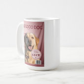 カスタム犬の写真雑誌表紙 ピンクのモノグラム コーヒーマグカップ (正面左)
