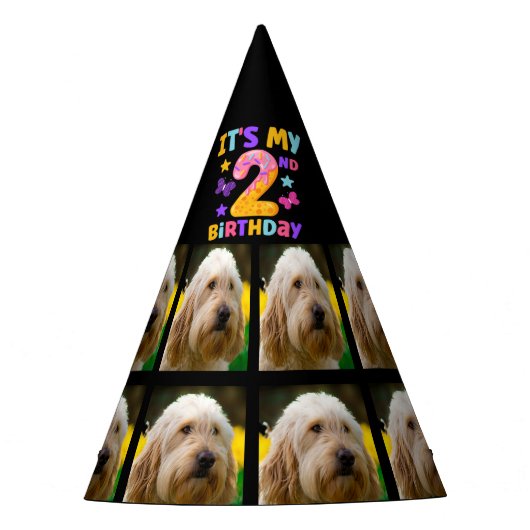カスタム犬の写真2nd誕生日パーティーパーティー帽子 パーティーハット (正面)