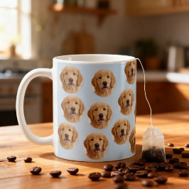 カスタム犬の写真|かわいいパーソナライズドのライトブルー コーヒーマグカップ