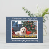 カスタム犬の写真 クリスマス・アンリーシュド シーズンカード (スタンド正面)