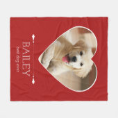 カスタム犬の写真 フリースブランケット (正面(横))