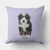 カスタム犬の写真 – ペット名のミスティ薄紫- クッション (正面)