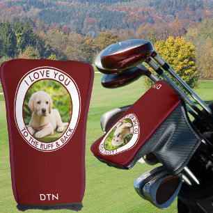 カスタム犬の写真 愛してる ラフまでそして戻ってくる 赤 ゴルフヘッドカバー