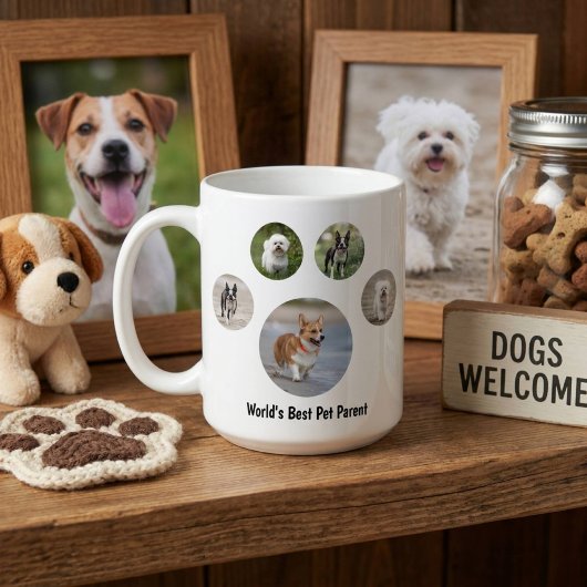 カスタム犬の写真 足形デザイン コーヒーマグカップ