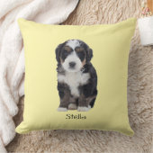 カスタム犬の写真 – Pastel Yellow with Pet Name - クッション (ブランケット)