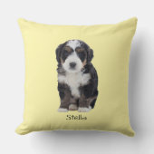 カスタム犬の写真 – Pastel Yellow with Pet Name - クッション (正面)