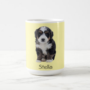 カスタム犬の写真 – Pastel Yellow with Pet Name - コーヒーマグカップ