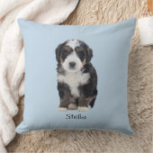 カスタム犬の写真 – Powder Blue with Pet Name - クッション (ブランケット)