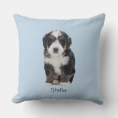 カスタム犬の写真 – Powder Blue with Pet Name - クッション (正面)