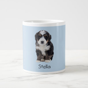 カスタム犬の写真 – Powder Blue with Pet Name - ジャンボコーヒーマグカップ