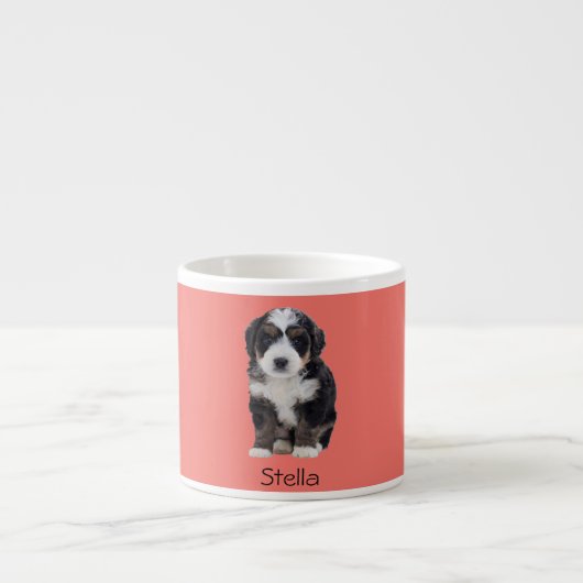 カスタム犬の写真 – Sunset Coral with Pet Name - エスプレッソカップ (正面)