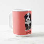 カスタム犬の写真 – Sunset Coral with Pet Name - コーヒーマグカップ (正面左)