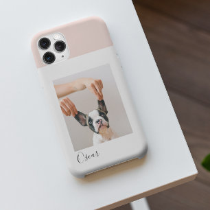 カスタム犬の写真iPhoneケース パステルピンク&名前 iPhone 13 Proケース