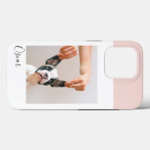 カスタム犬の写真iPhoneケース | パステルピンク&名前 Case-Mate iPhoneケース (裏面 (横))