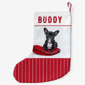 カスタム犬の名前と写真パーソナライズされた スモールクリスマスストッキング (裏面)