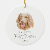 カスタム犬の名前ダッシュント私の初めてのクリスマス セラミックオーナメント (正面)