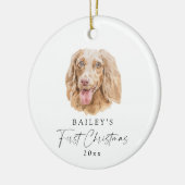 カスタム犬の名前ダッシュント私の初めてのクリスマス セラミックオーナメント (左)