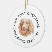 カスタム犬の名前ダッシュント私の初めてのクリスマス セラミックオーナメント (左)