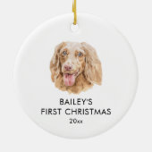 カスタム犬の名前ダッシュント私の初めてのクリスマス セラミックオーナメント (裏面)