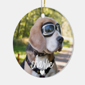 カスタム犬の名前ペットの写真 セラミックオーナメント (左)