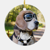 カスタム犬の名前ペットの写真 セラミックオーナメント (裏面)