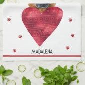 カスタム犬の恋人バレンタインギフトジャーマンシェパード キッチンタオル (折り畳み)