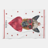 カスタム犬の恋人バレンタインギフトジャーマンシェパード キッチンタオル (横)