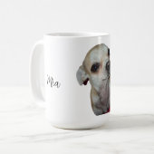 カスタム犬の母の写真、名前入りペット名とEstXXX コーヒーマグカップ (正面左)