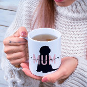 カスタム犬の母、ピンクと黒のドードル恋人 コーヒーマグカップ