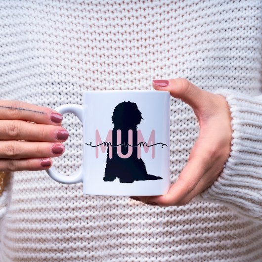 カスタム犬の母、ピンクと黒のドードル恋人 コーヒーマグカップ