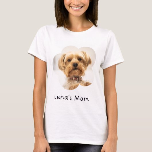 カスタム犬の母Tシャツ ペットの写真と名前入り Tシャツ (正面)