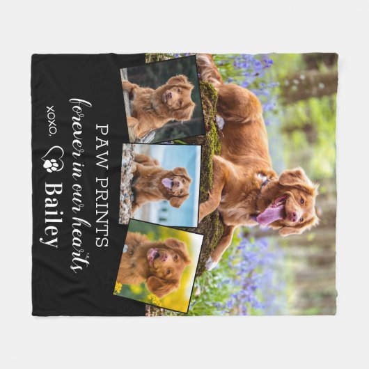 カスタム犬の記念ペット損失覚え4写真 フリースブランケット (正面(横))