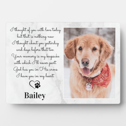 カスタム犬の記念碑ペットの喪失悔やみや弔慰詩 フォトプラーク (正面)