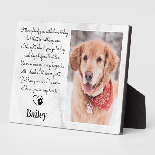 カスタム犬の記念碑ペットの喪失悔やみや弔慰詩 フォトプラーク (側面)