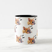 カスタム犬の顔マパーソナライズされたグ、ペットのマグ、犬の母 ツートーンマグカップ (中央)