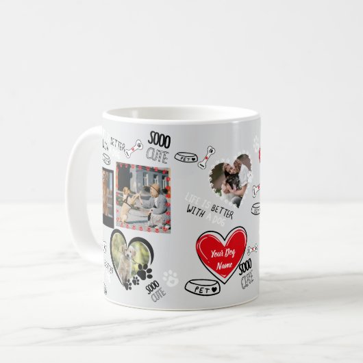 カスタム犬の顔マパーソナライズされたグ、犬の写真 コーヒーマグカップ (正面左)