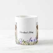 カスタム犬または猫の写真名ペット愛人ギフトマグ コーヒーマグカップ (中央)