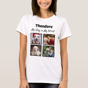 カスタム犬コラージュ – 4枚の写真Tシャツ Tシャツ