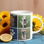 カスタム犬フォトコラージブルーポープリントキュート コーヒーマグカップ<br><div class="desc">この美しいペットの写真のマグパーソナライズされたは、あなたの甘い犬の愛らしい写真を持っている。自分のカスタマイズを持つシックなギフトはカッコいい、青い四角と可愛い白い手柄のプリントと犬の名前を中央に写し出す写真を撮る。</div>