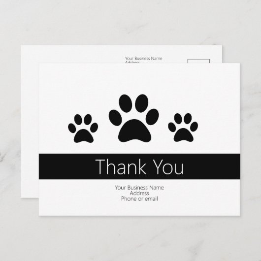 カスタム犬ペットのシッティングビジネスサンキューノート ポストカード (正面/裏面)