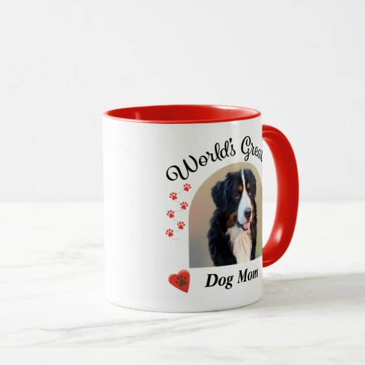 カスタム犬ペット写真世界最高の犬ママパパ マグカップ (正面右)