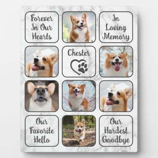 カスタム犬ペット記念7写真Marble Your Text F フォトプラーク (正面)