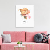 カスタム犬ポートレート水彩 キャンバスプリント (インサイチュ (リビング))