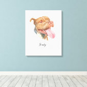 カスタム犬ポートレート水彩 キャンバスプリント (インサイチュ (ウッドフロア))