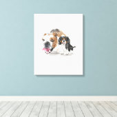 カスタム犬ポートレート水彩 キャンバスプリント (インサイチュ (ウッドフロア))