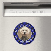 カスタム犬ママパパフォトフレームブルー&ブラックプレイド マグネット (インサイチュ (食洗機))