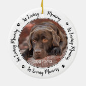 カスタム犬メモリアルペットロス悔やみや弔慰2写真 セラミックオーナメント (裏面)