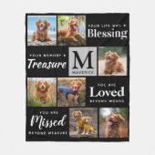 カスタム犬メモリアルペットロス7フォトコラージュ フリースブランケット (正面)